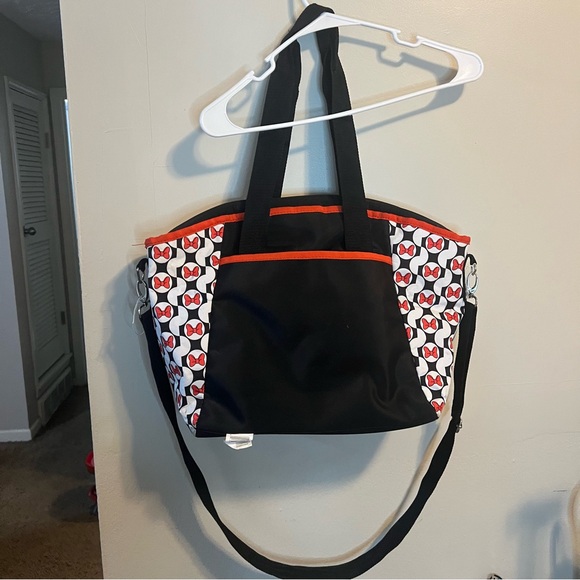 Disney Baby Minnie Mouse Diaper Bag with Changing Pad Black Red White - Picture 14 of 16